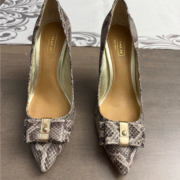 Coach Women's Snakeskin Print Heels - Picture 1 of 5